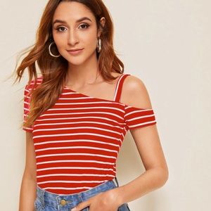 red and white crop top